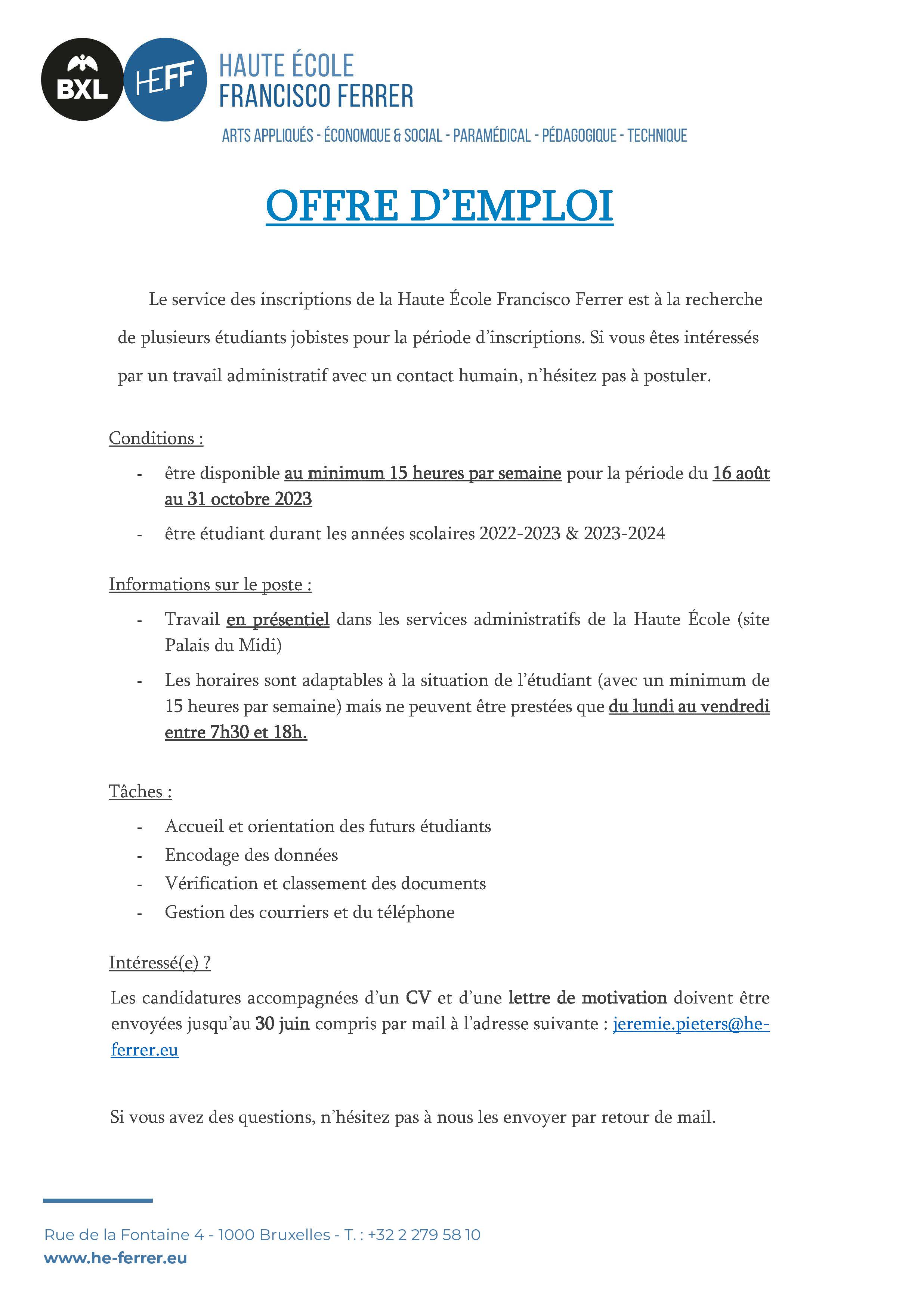 Offre d'emploi
